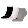 PUMA Unisex Plain Sneaker Trainer Socks 3 Pack, Grey/White/Black, size 12-14