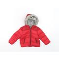 F&F Girls Red Puffer Jacket Coat Size 9-12 Months