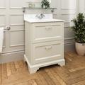 600mm White Freestanding Marble Top Vanity Unit - Ashbourne