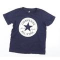 Converse Boys Blue Cotton Basic T-Shirt Size 7 Years Crew Neck
