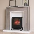 Brown and Black Oak Effect Freestanding Electric Fireplace Suite with Black Stove- AmberGlo