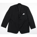 Designer Collection Mens Black Wool Jacket Blazer Size 48