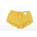 Primark Womens Yellow Striped Jersey Sweat Shorts Size 10