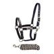 Bitz Soft Handle Two Tone Headcollar and Lead Rope Set Navy/Taupe - Cob