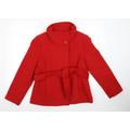 M&Co Womens Red Jacket Coat Size 16 - High Collar Coat Red