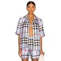 Burberry Tierney Bowling Pajama Shirt in Pale Blue IP Check - Baby Blue. Size 6 (also in 8).