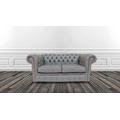 Chesterfield 2 Seater Sofa Settee Vele Iron Grey Leather Sofa Offer