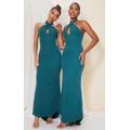 Emerald Green Bridesmaid Corset Detail Cross Front Maxi Dress