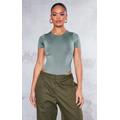 Moss Khaki Slinky Short Sleeve Bodysuit