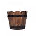 Rustic Wooden Whiskey Barrels Bucket with Handle Flower Planter Plant Pots Boxes Container Water Wishing Well Pail Patio Garden Backyard Primitive Planter Outdoor Indoor Home Decor