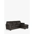 John Lewis Camden RHF Storage Chaise End Leather Sofa Bed, Dark Leg