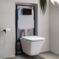 Wall Hung Rimless Toilet with Soft Close Seat Cistern Frame and Black Flush - Boston