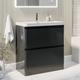 800mm Dark Grey Freestanding Vanity Unit with Basin - Pendle