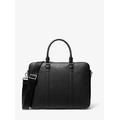 MK Hudson Logo and Leather Double-Gusset Briefcase - Black - Michael Kors