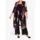 chesca Orchid Print Chiffon Coat, Red Orchid/Multi