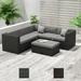 Polytrends Ander Outdoor Patio Sectional Sofa Conversation Set with Cushions Black