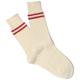 Organic Cotton 2 Stripes Pique Knit Socks - Cream/Red