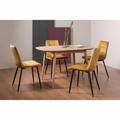 Bentley Designs Tuska Scandi Oak 4 Seater Dining Table & 4 Mondrian Mustard Velvet Fabric Chairs With Black Legs