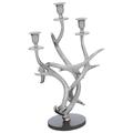 Premier Housewares Antler 3 Candelabra - Silver Nickel Finish & Black Marble Base