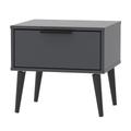 Welcome Furniture Ready Assembled Hirato 1 Drawer Black Locker With Black Wooden Legs