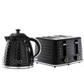 Daewoo SDA2388DS Argyle 1.7L 3KW Jug Kettle and 4 Slice Toaster Set - Black