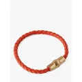 Mulberry Iris Heavy Grain Leather Braided Bracelet,Coral Orange