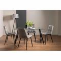 Bentley Designs Tini Clear Tempered Glass 6 Seater Dining Table & 4 Mondrian Grey Velvet Fabric Chairs With Black Legs