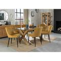 Bentley Designs Cannes Clear Glass 6 Seater Dining Table & 6 Cezanne Mustard Velvet Fabric Chairs With Black Legs