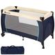 Tectake Travel Cot 126X65X80cm w/ Carry Bag - Blue