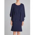 Gina Bacconi Chiffon Shawl and Beaded Edge Dress, Navy