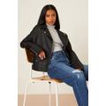 Petite Faux Leather Biker Jacket