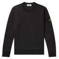 Stone Island Logo Appliquéd Mélange Cotton Jersey Sweatshirt Black