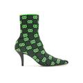 Gucci GG 75mm Knit Ankle Boots Black Fluorescent Yellow Fabric