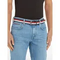Tommy Hilfiger Adan Stripe Leather Belt, Space Blue/Corporate