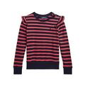 Ralph Lauren Girls Stripe Ruffle Sweat Top - Red, Red, Size Age: 1.5-2 Years, Women