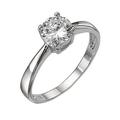 The Love Silver Collection Sterling Silver White Cubic Zirconia Solitaire Dress Ring, Size Large, Women