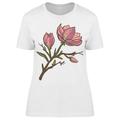 Smartprints Pink Magnolia Branch Graphic Tee Women's -Image by Shutterstock White 3XL