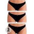 Pretty Polly Olivia 3PP Thong - Black, Black, Size L, Women