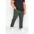 Inside Leg Size 32", Waist Size 58 Mens Kam Big & Tall Khaki Green Chino Trousers Big & Tall