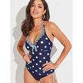 Pour Moi Beach House Underwired Halter Tankini Top - Navy/White, Navy/White, Size 32Ff, Women