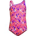 One Shoulder Strappy Swimsuit, Kids, size: 8-9 yrs, regular, Pink, Spandex/Poly-blend, by Lands' End