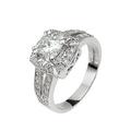 Moissanite 18 Carat White Gold 185 Points Cushion Set Ring With Stone Set Shoulders, Size U, Women