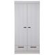 Woood Connect Solid Pine 2 Door Wardrobe in Concrete Grey