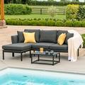 Maze Rattan Outdoor Fabric Pulse Chaise Sofa Set with Free Winter Cover -