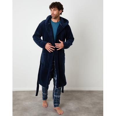 Navy Borg Hooded Dressing Gown