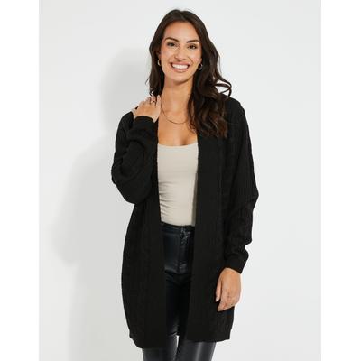 Threadbare Women's Black Cable Knit Cardigan