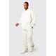 Mens Cream Lightweight Oversized Hooded Tracksuit, Cream