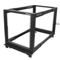 12u Adjustable Depth Open Frame 4 Post Server Rack W/ Casters / Levelers And Cable Management Hooks