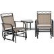 Outsunny Double Outdoor Glider Chair, 2 Seater Patio Rocking Chairs, Swing Bench w/ Tempered Glass Table, Mesh Fabric for Backyard, Garden, Brown