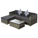 Outsunny 4-Seater Garden Rattan Furniture Set, Outdoor Sectional Conversation PE Rattan Sofa Set, with Cushions Pillows and Glass Table, Mixed Grey